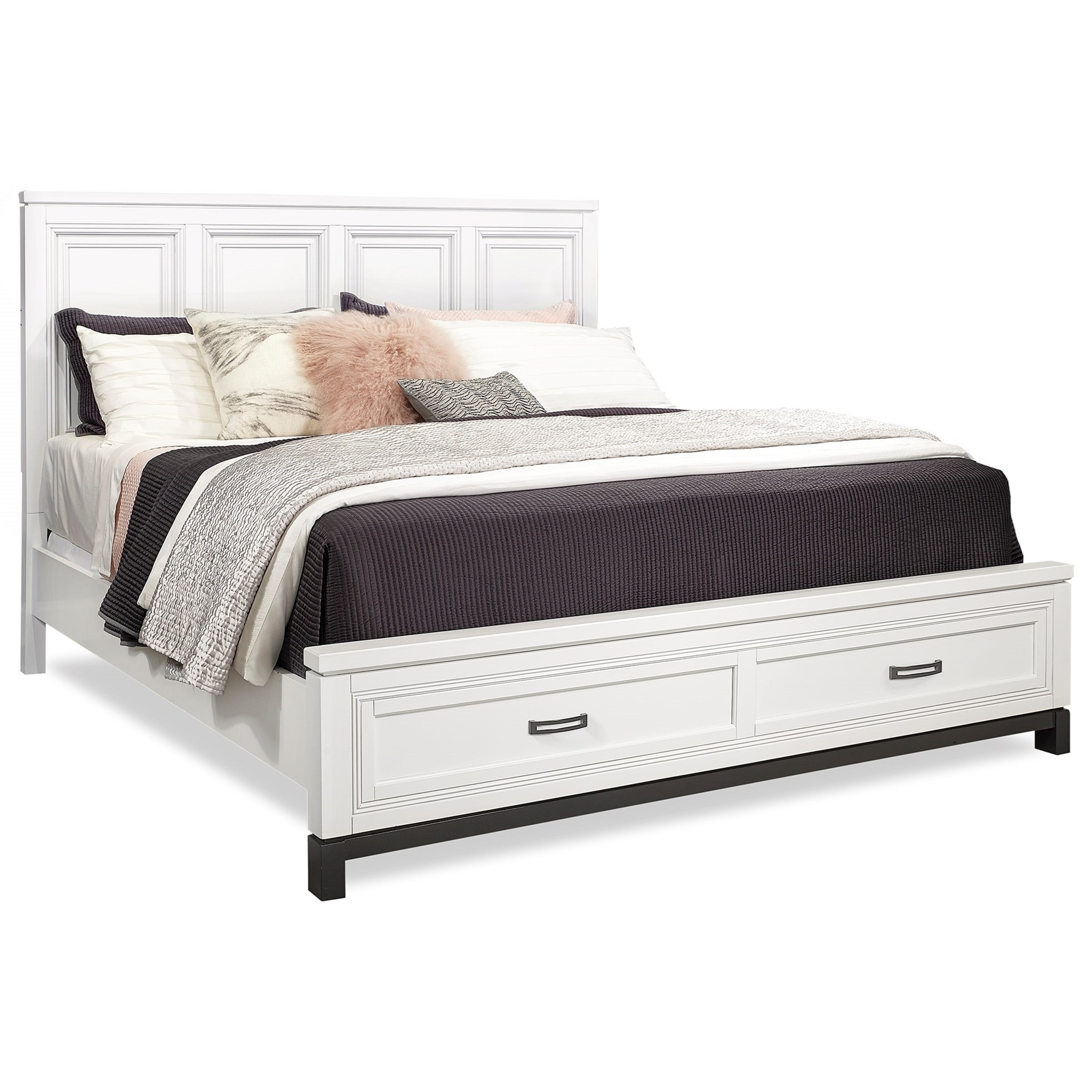 Aspenhome Hyde Park King Painted Panel Bed with Storage Darvin